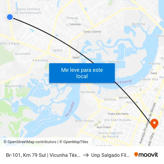 Br-101, Km 79 Sul | Vicunha Têxtil to Unp Salgado Filho map