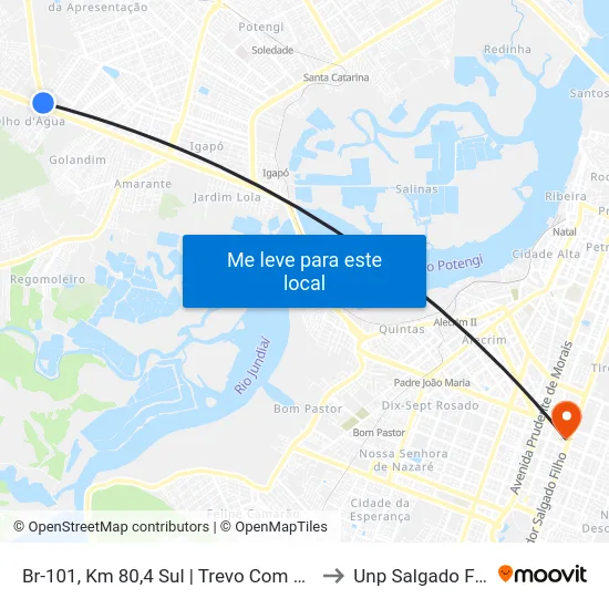 Br-101, Km 80,4 Sul | Trevo Com Br-406 to Unp Salgado Filho map
