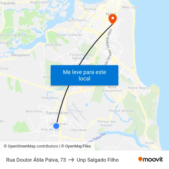 Rua Doutor Átila Paiva, 73 to Unp Salgado Filho map