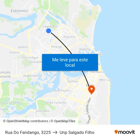 Rua Do Fandango, 3225 to Unp Salgado Filho map