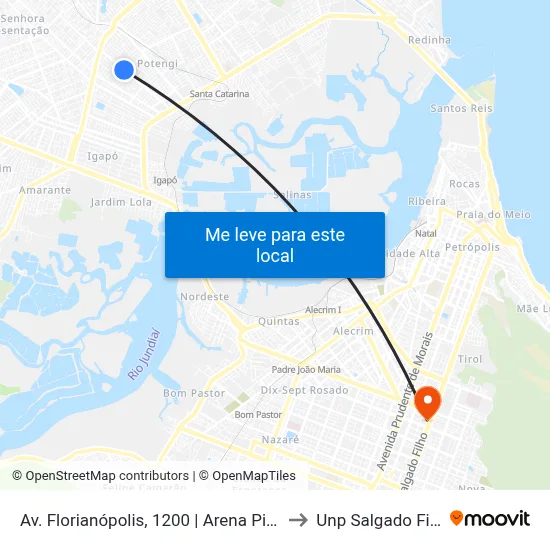 Av. Florianópolis, 1200 | Arena Piabão to Unp Salgado Filho map
