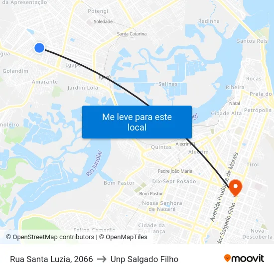 Rua Santa Luzia, 2066 to Unp Salgado Filho map