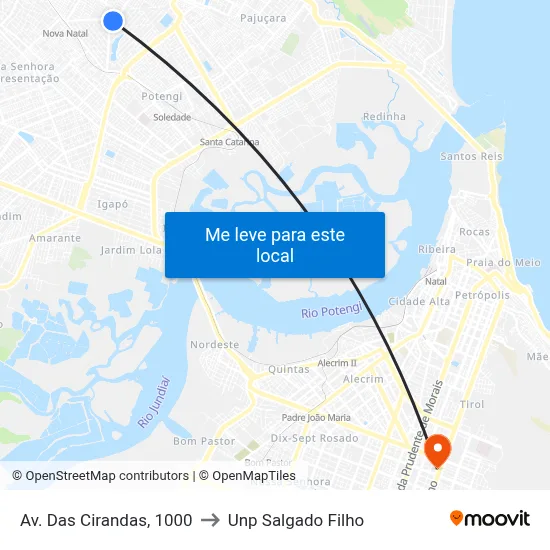 Av. Das Cirandas, 1000 to Unp Salgado Filho map