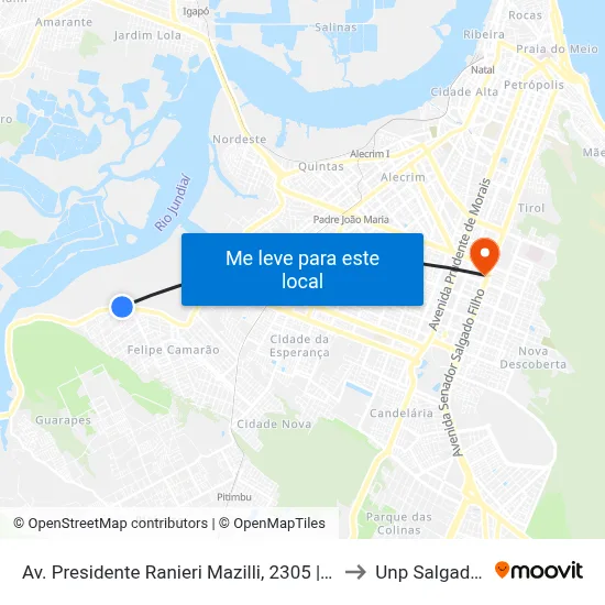 Av. Presidente Ranieri Mazilli, 2305 | Posto Vilela 03 to Unp Salgado Filho map