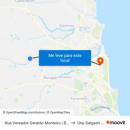 Rua Vereador Geraldo Monteiro | Bela Vista to Unp Salgado Filho map
