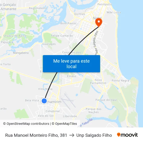 Rua Manoel Monteiro Filho, 381 to Unp Salgado Filho map