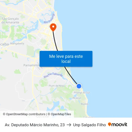 Av. Deputado Márcio Marinho, 23 to Unp Salgado Filho map