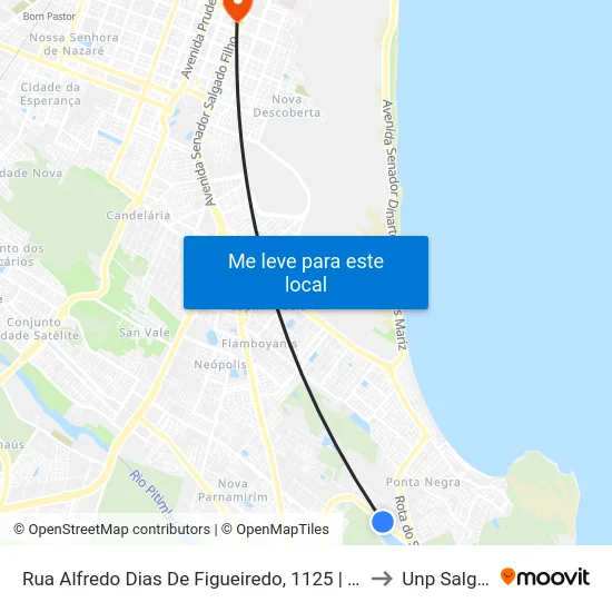 Rua Alfredo Dias De Figueiredo, 1125 | Spazzio Privilege Ponta Negra to Unp Salgado Filho map