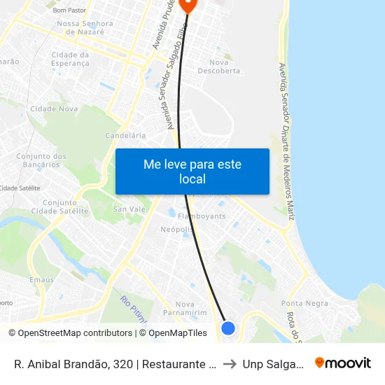 R. Anibal Brandão, 320 | Restaurante Quentinha Caseira to Unp Salgado Filho map