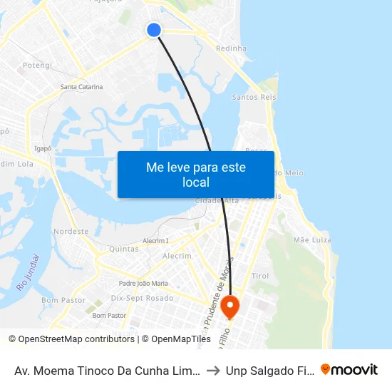 Av. Moema Tinoco Da Cunha Lima, 80 to Unp Salgado Filho map
