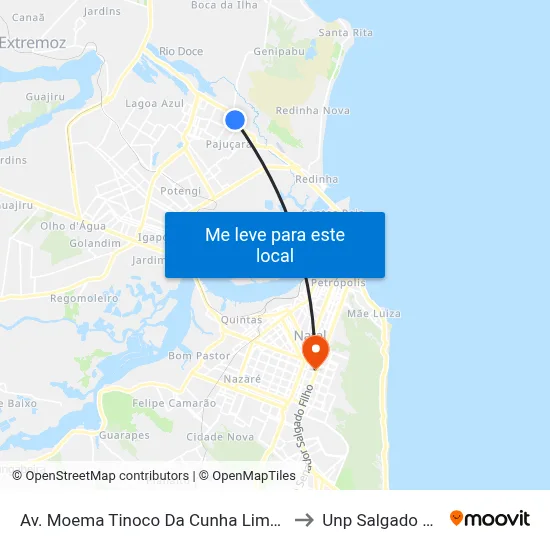 Av. Moema Tinoco Da Cunha Lima, 2101 to Unp Salgado Filho map