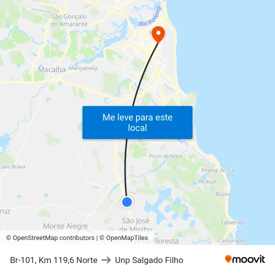 Br-101, Km 119,6 Norte to Unp Salgado Filho map