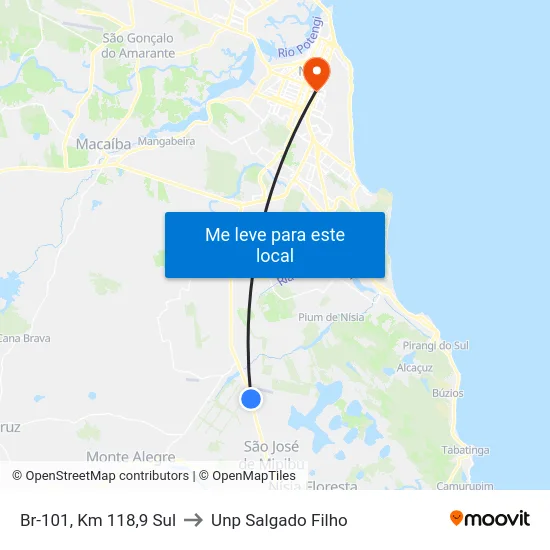 Br-101, Km 118,9 Sul to Unp Salgado Filho map