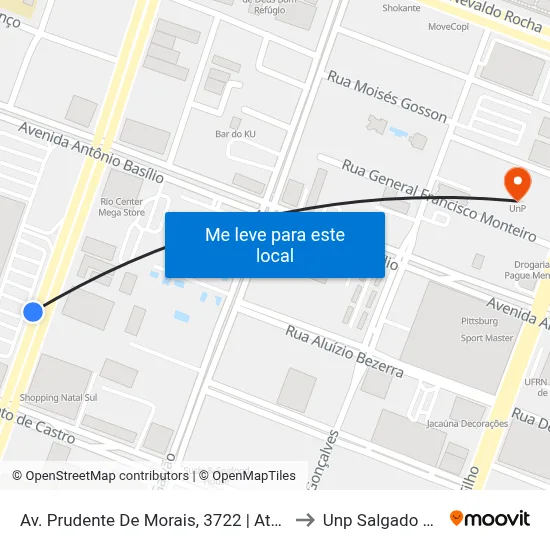 Av. Prudente De Morais, 3722 | Atacadão to Unp Salgado Filho map
