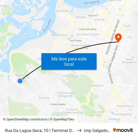 Rua Da Lagoa Seca, 10 | Terminal Do Guarapes to Unp Salgado Filho map