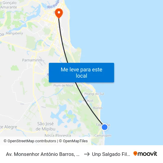 Av. Monsenhor Antônio Barros, 800 to Unp Salgado Filho map