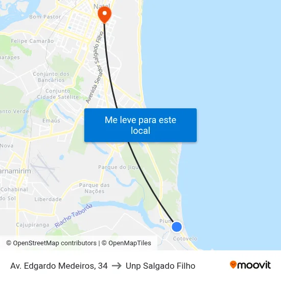 Av. Edgardo Medeiros, 34 to Unp Salgado Filho map