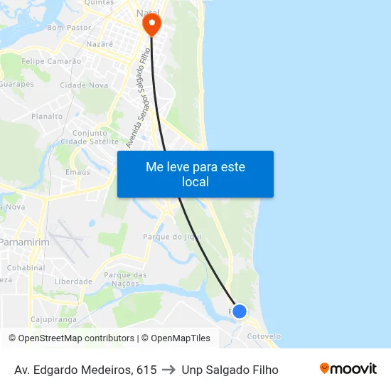 Av. Edgardo Medeiros, 615 to Unp Salgado Filho map