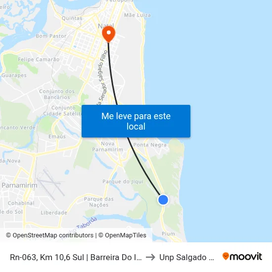 Rn-063, Km 10,6 Sul | Barreira Do Inferno to Unp Salgado Filho map