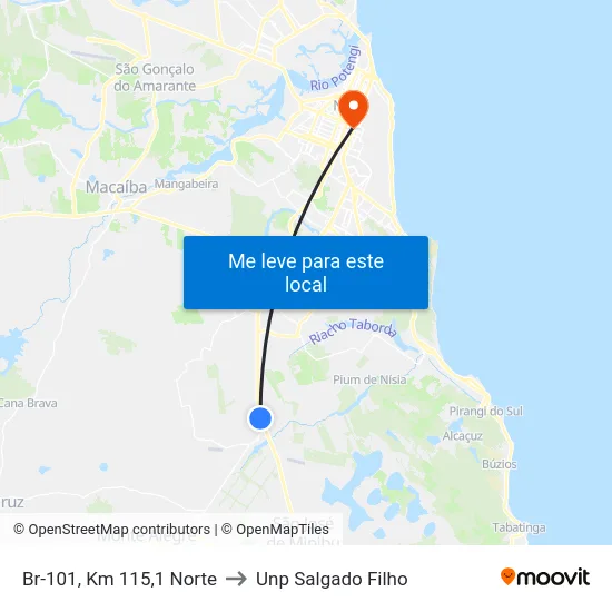 Br-101, Km 115,1 Norte to Unp Salgado Filho map