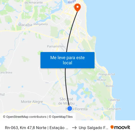 Rn-063, Km 47,8 Norte | Estação Papary to Unp Salgado Filho map