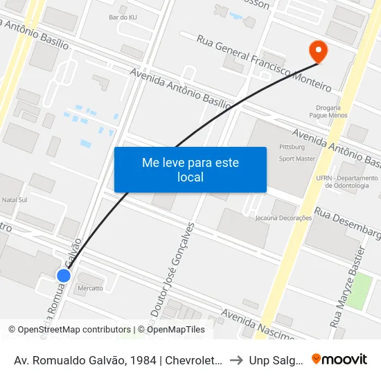 Av. Romualdo Galvão, 1984 | Chevrolet Espacial / Padaria Mercatto to Unp Salgado Filho map