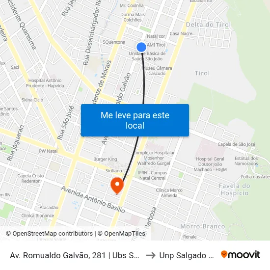 Av. Romualdo Galvão, 281 | Ubs São João to Unp Salgado Filho map