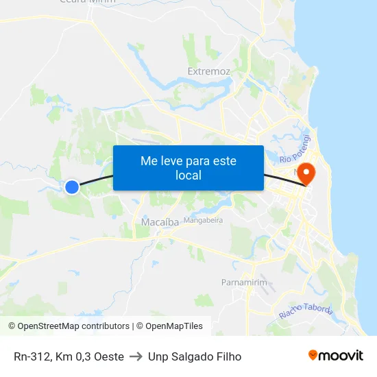 Rn-312, Km 0,3 Oeste to Unp Salgado Filho map