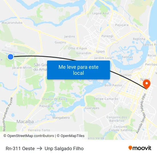 Rn-311 Oeste to Unp Salgado Filho map