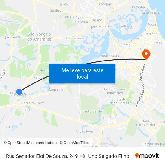 Rua Senador Elói De Souza, 249 to Unp Salgado Filho map