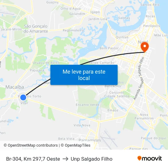 Br-304, Km 297,7 Oeste to Unp Salgado Filho map