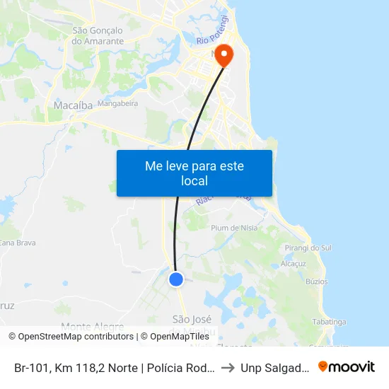 Br-101, Km 118,2 Norte | Polícia Rodoviária Federal to Unp Salgado Filho map