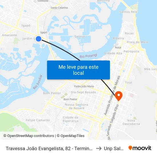 Travessa João Evangelista, 82 - Terminal Da Cooptagran No Jardim Lola to Unp Salgado Filho map