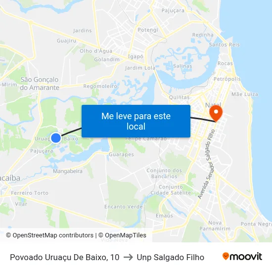 Povoado Uruaçu De Baixo, 10 to Unp Salgado Filho map