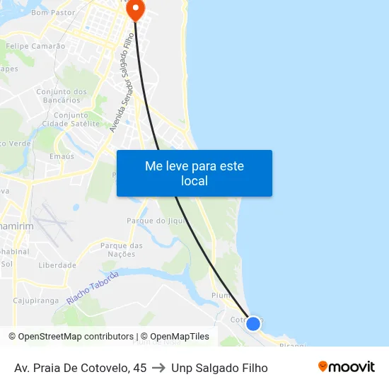 Av. Praia De Cotovelo, 45 to Unp Salgado Filho map