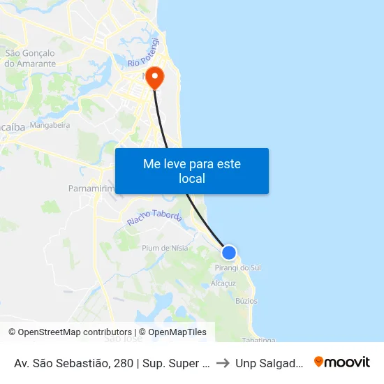 Av. São Sebastião, 280 | Sup. Super Show Pirangi to Unp Salgado Filho map