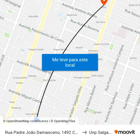 Rua Padre João Damasceno, 1492 Com Av. Morais Galvão to Unp Salgado Filho map