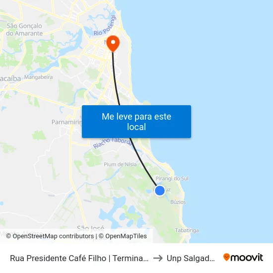 Rua Presidente Café Filho | Terminal De Alcaçuz to Unp Salgado Filho map