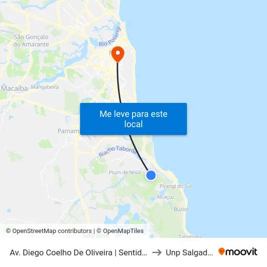 Av. Diego Coelho De Oliveira | Sentido Hortigranjeira to Unp Salgado Filho map