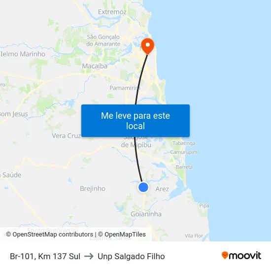 Br-101, Km 137 Sul to Unp Salgado Filho map