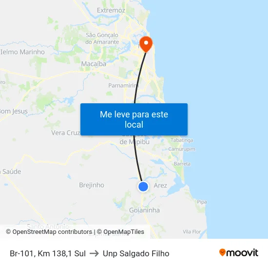 Br-101, Km 138,1 Sul to Unp Salgado Filho map