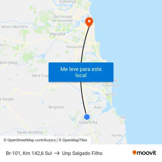 Br-101, Km 142,6 Sul to Unp Salgado Filho map