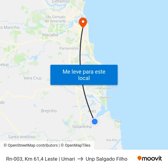 Rn-003, Km 61,4 Leste | Umari to Unp Salgado Filho map