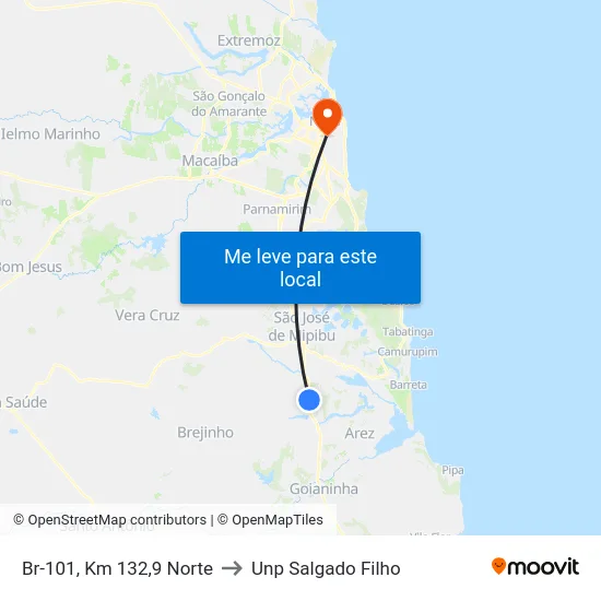 Br-101, Km 132,9 Norte to Unp Salgado Filho map