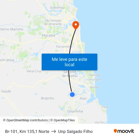 Br-101, Km 135,1 Norte to Unp Salgado Filho map