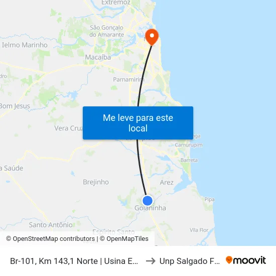 Br-101, Km 143,1 Norte | Usina Estivas to Unp Salgado Filho map