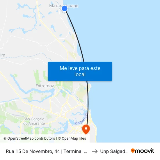 Rua 15 De Novembro, 44 | Terminal De Maxaranguape to Unp Salgado Filho map