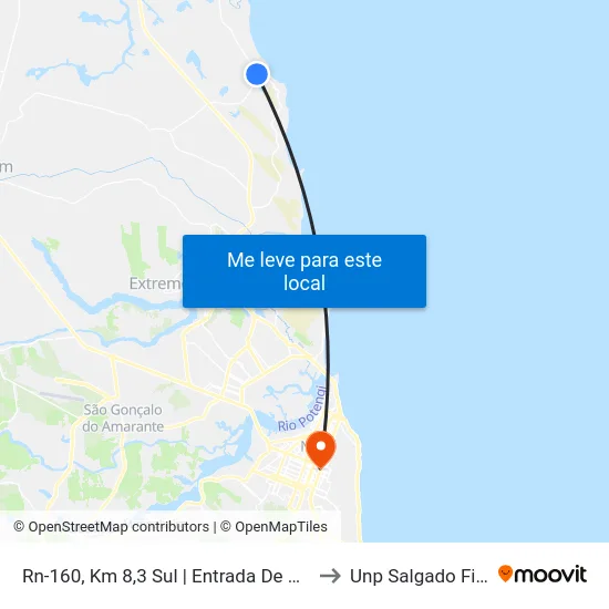 Rn-160, Km 8,3 Sul | Entrada De Muriú to Unp Salgado Filho map