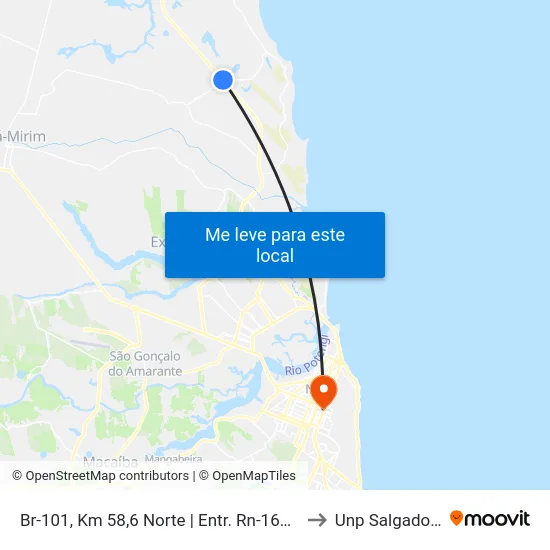 Br-101, Km 58,6 Norte | Entr. Rn-160 Para Muriú to Unp Salgado Filho map