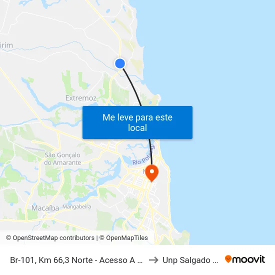 Br-101, Km 66,3 Norte - Acesso A Pitangui to Unp Salgado Filho map